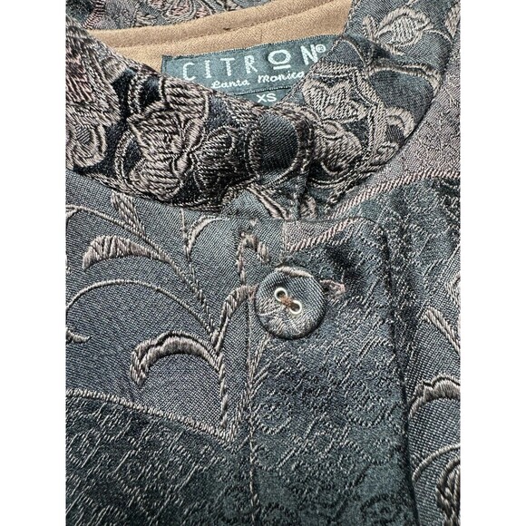 Citron Santa Monica Jacket Extra Small Brown Silk Jacquard Embroidered Floral - Picture 6 of 16